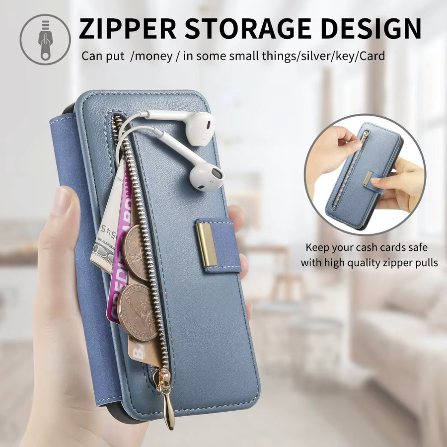 Xiaomi 2-in-1 Abnehmbare Leder-Reißverschluss-Brieftaschenhülle für Redmi Note 15 Pro Plus 5G, Redmi Note 15 Pro 4G und Note 15 Pro+ in Blau und Lila - Bild 5