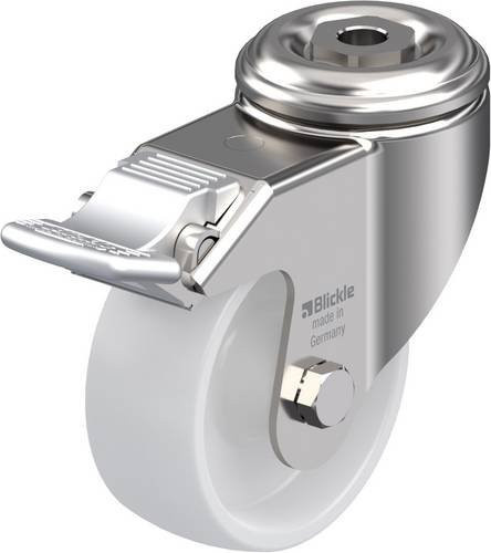 Blickle Lenkrolle LKRXA-PO 80G-11-FI mit Feststeller aus Edelstahl in Grau und Weiß, Rad-Durchmesser: 80 mm, Tragfähigkeit: 120 kg - Bild 1