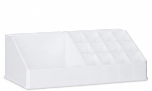 Relaxdays Kosmetikorganizer aus Acryl in Weiß mit 16 Fächern, B: 22 cm, T: 8 cm, H: 12,5 cm - Bild 1