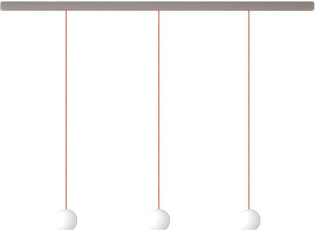 KOMOT KOS Trio S LED-Pendelleuchte Schiene 150 cm in Nickel matt mit orangefarbenem mundgeblasenem Opalglas und Tunable White (2200K - 4200K) - Bild 1