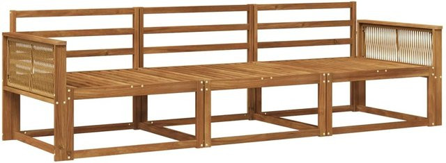 vidaXL Outdoor-Sofagarnitur aus Massivholz Akazie in Braun, 5-teiliges Set mit 3 Mittelsesseln und 2 Armlehnen im Lamellen-Design - Bild 1