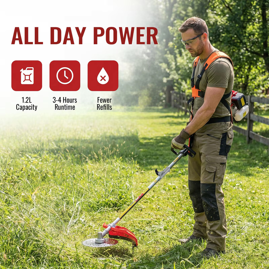 CONENTOOL 5-in-1 Benzin-Trimmer mit 52cc 2-Takt-Motor und 2,5KW in Rot - Bild 6
