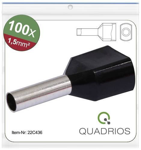 Quadrios 22C436 Zwillings-Aderendhülse 1.5mm² Teilisoliert Schwarz - Bild 1