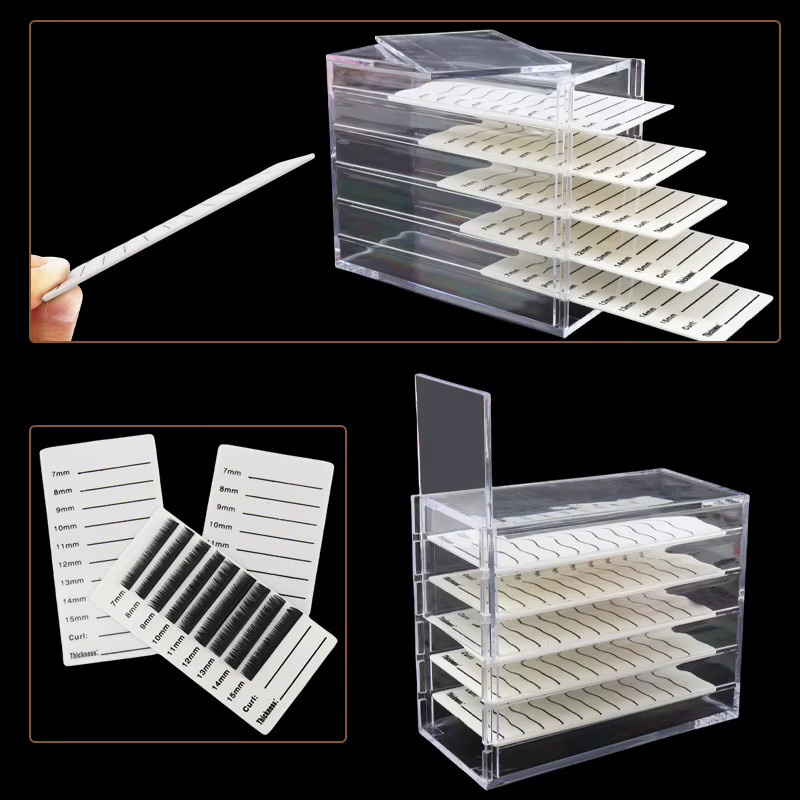Butyselon Wimpernorganizer Box, 5-Schichten, Transparent, mit Skalenetiketten - Bild 2