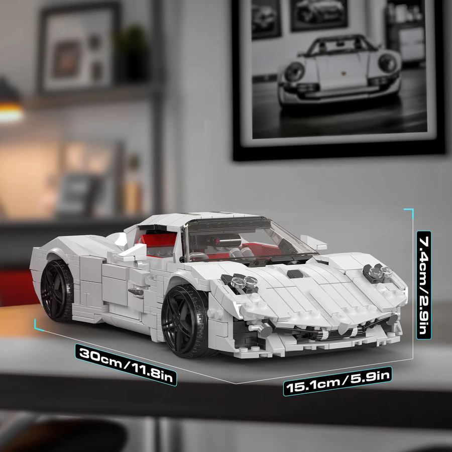 Mould King 10196 White Utopia Super Car MOC Baustein Montageautomodell in Weiß - Bild 5