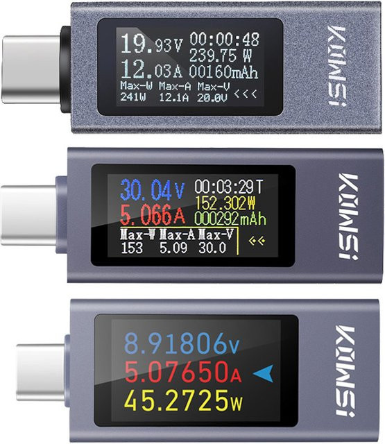 TELEHILL USB-C Digital-Voltmeter und Amperemeter zur Messung von Strom und Spannung für Powerbanks und Ladegeräte - Bild 1