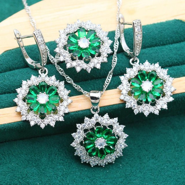 YIRAN Jewelry Schmuckset, Halskette, Ohrring, Zirkon, grau, Unisex - Bild 1