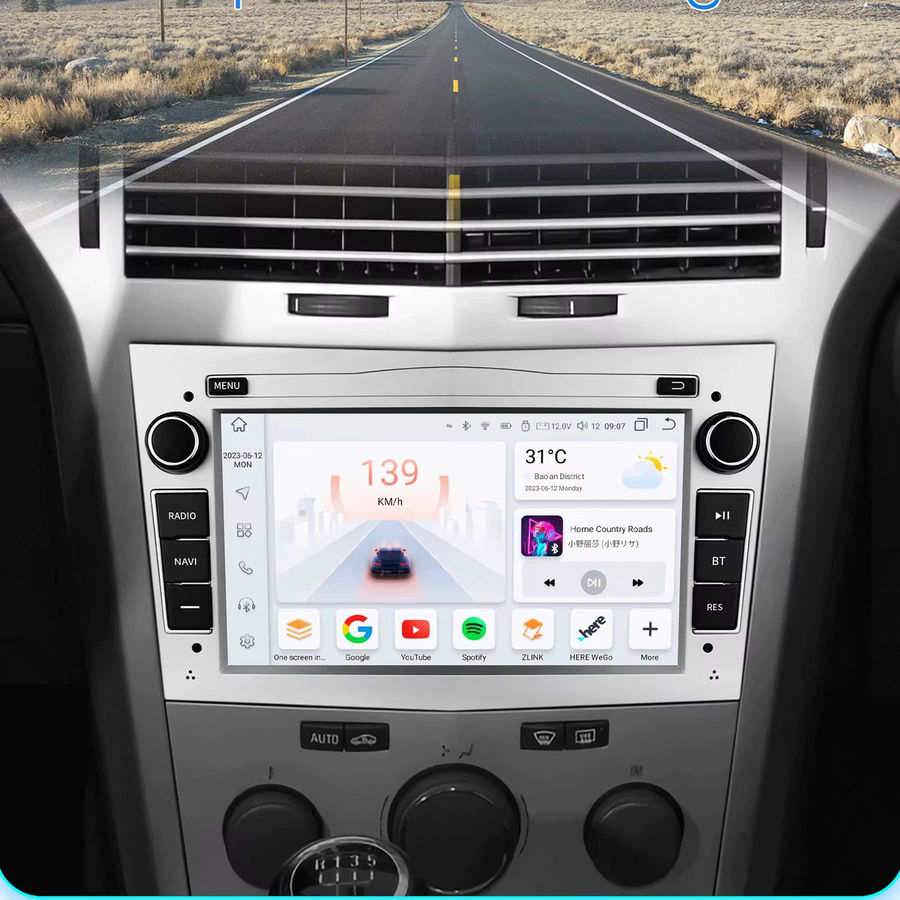 Hizpo Android 14 Autoradio mit 4G und GPS für Opel Astra, Antara, Vectra, Vivaro, Corsa und Zafira in Schwarz - Bild 2