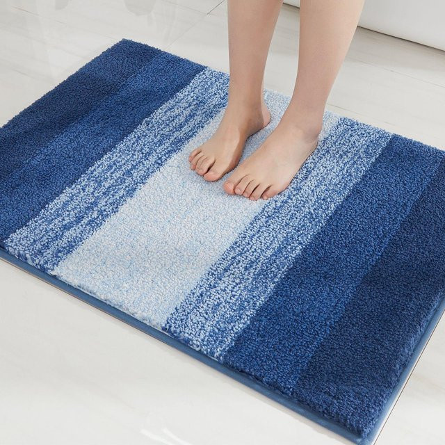 HYFBH Badezimmerteppich aus Imitationskaschmir in Blau, rutschfest und schnelltrocknend, B/B: 60 x 90 cm - Bild 1