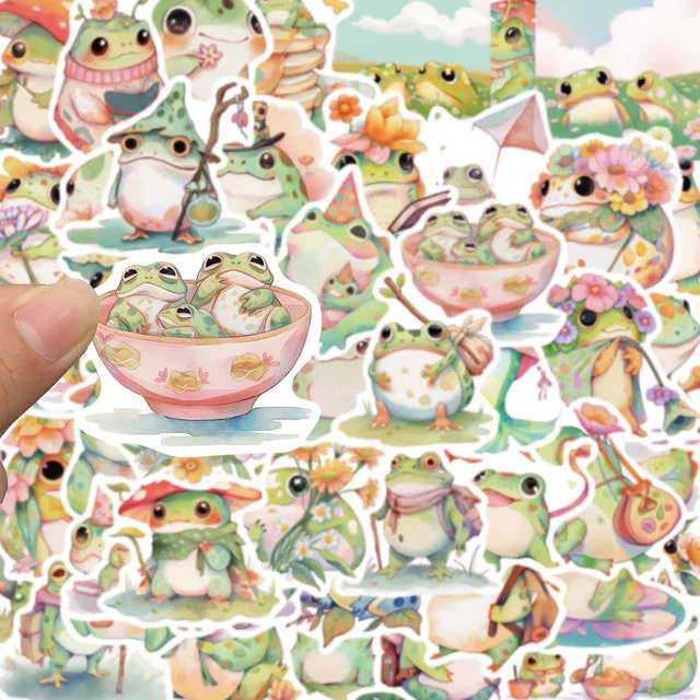 GOGOTU Frosch-Aufkleber, 50 Stück, Cartoon-bunt - Bild 1