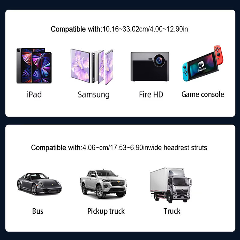 SEAMETAL Universeller Auto-Tablet-Halter für Kopfstützen mit 360-Grad-Drehung, Schwarz, passend für 4 bis 12,9 Zoll iPad und iPhone - Bild 5