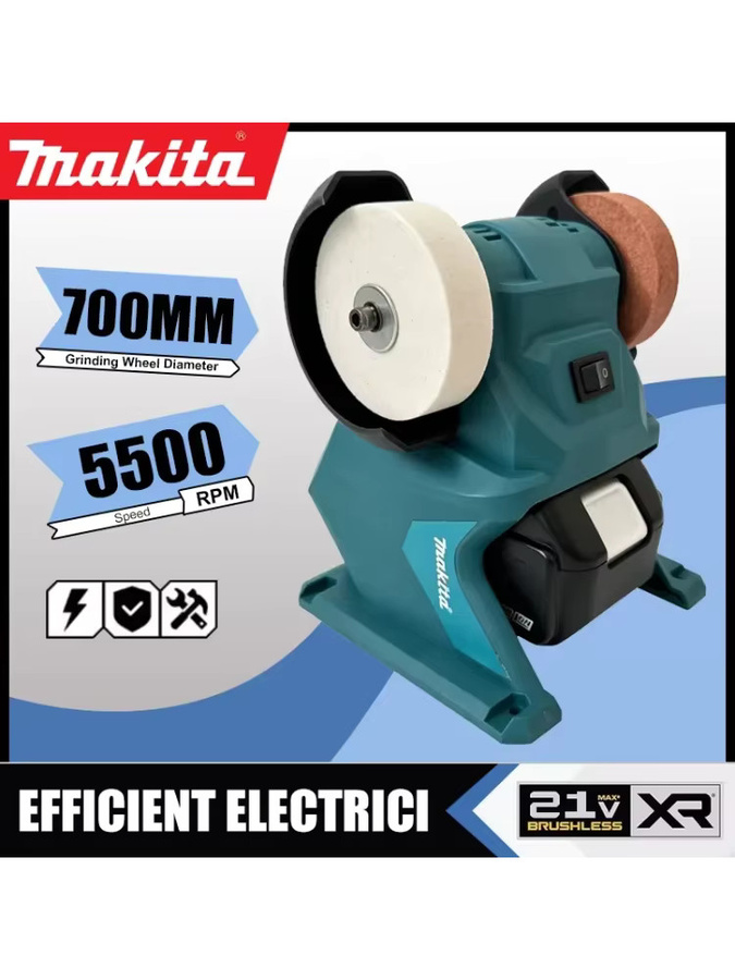 Makita Akku-Tischschleifer mit Doppelrad als elektrischer Schärfer und multifunktionale Schleif- und Poliermaschine - Bild 3