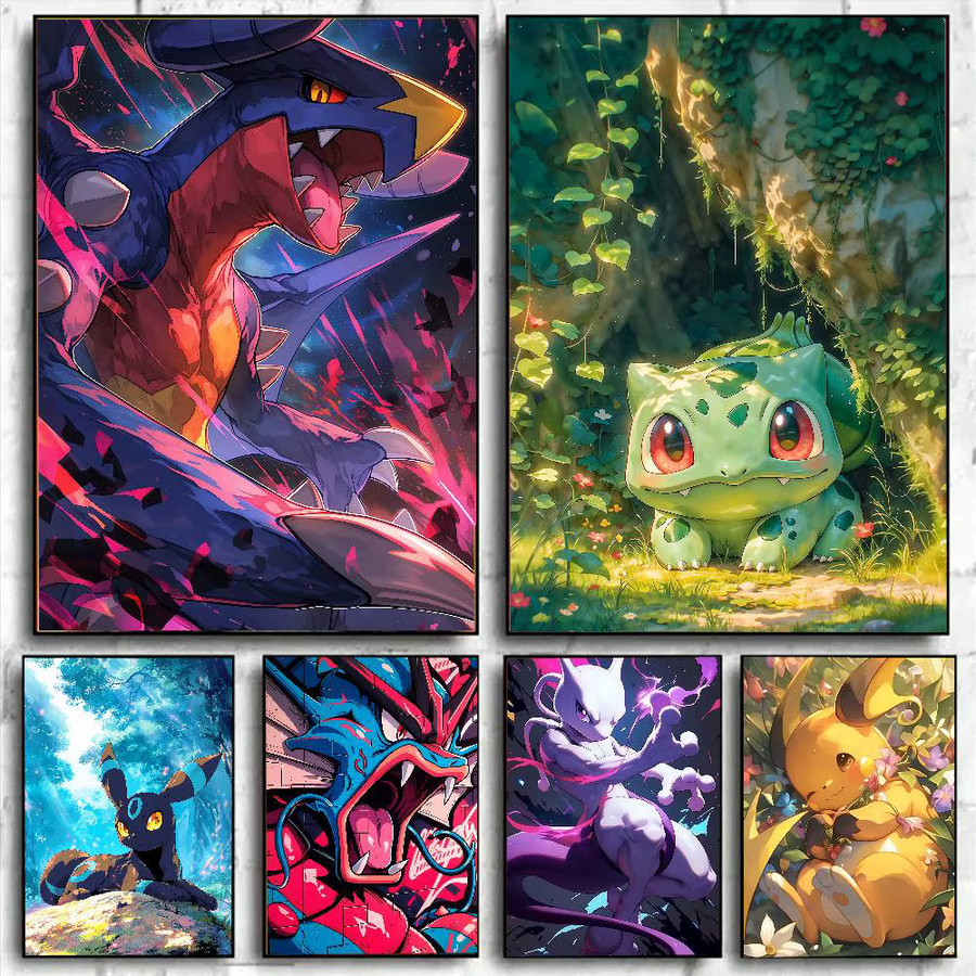 Bandai Pokemon Anime Wandkunst Poster als wasserfester Leinwanddruck in Multicolour - Bild 2