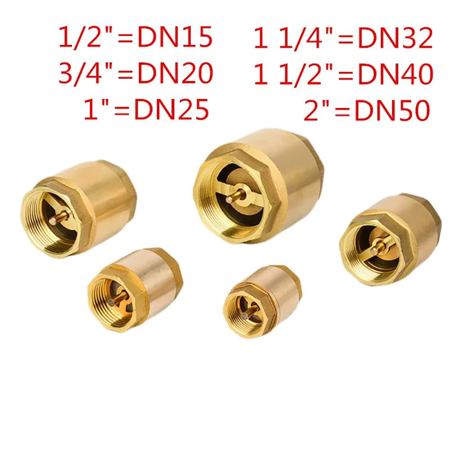 Inline-Rückfluss-Einwegventil aus Messing in Gold für Wasserregelung und Bewässerung, DN15, 1/2 Zoll - Bild 2