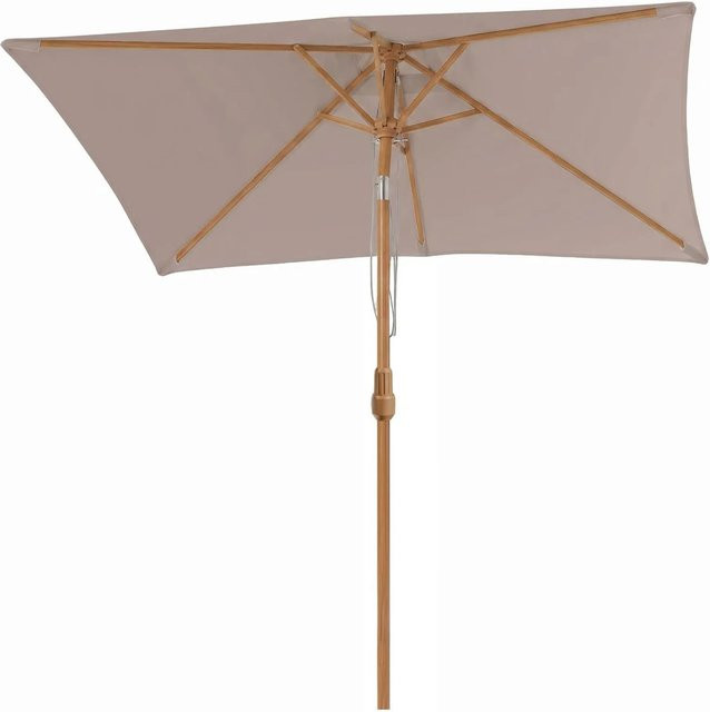 Sekey Sonnenschirm in Taupe und Beige mit Holzoptik, UPF 50, B/T: 200 x 150 cm - Bild 1