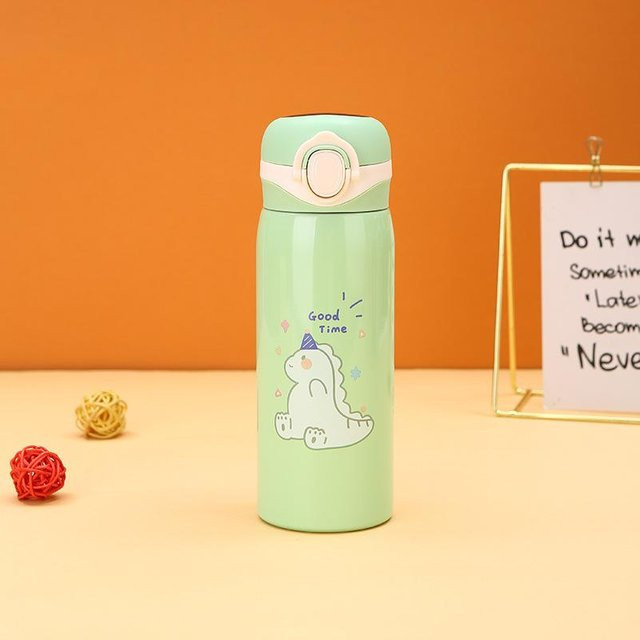 Yiran Furniture Cartoon LED-Display Thermosbecher aus Edelstahl mit Hebering und Trinkhalm, 500ml - Bild 1