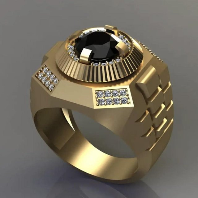 Sanjie Schmuck Ring, 18K Gold, schwarzer Diamant, Herren, Größe 12 - Bild 1