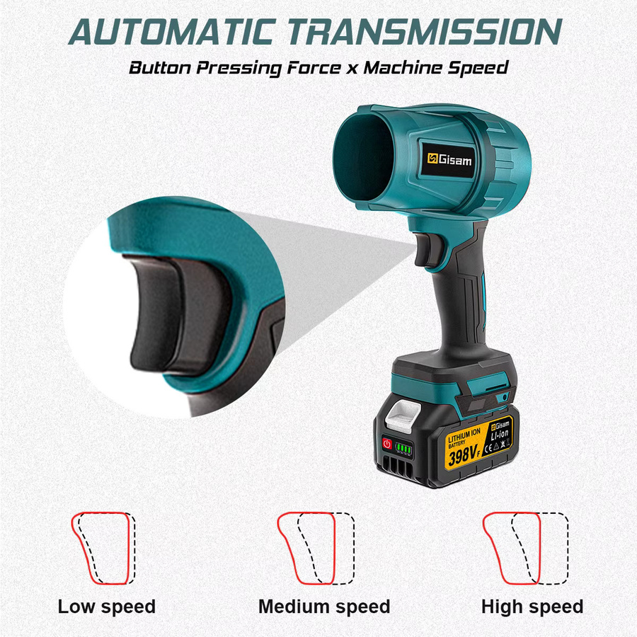 Gisam Bürstenloser Turbo-Jet-Lüfter Elektrischer Luftbläser für Makita 18V Akku mit 200m/s Luftstrom - Bild 3