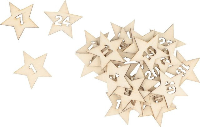 Artemio Adventszahlen Sterne aus Holz in Braun und Beige im rustikalen Design - Bild 1