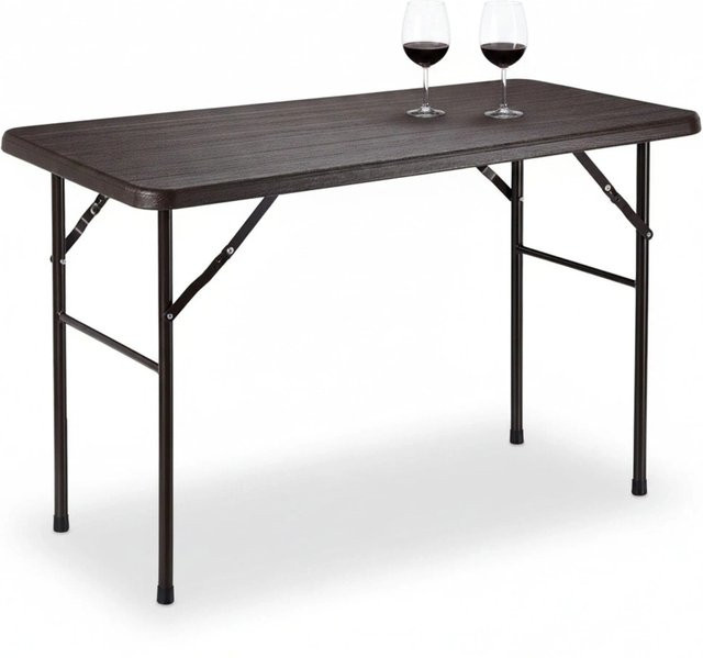 Relaxdays Gartentisch aus Kunststoff in Braun mit Holzoptik, klappbar, B/T/H: 120 x 60 x 74 cm - Bild 1