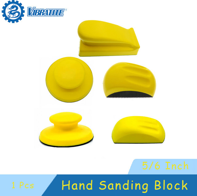 Vibratite Handschleifblock mit Klettverschluss in Gelb für Holzbearbeitung und Möbel, Set aus Maus- und Rundschleifhalter - Bild 1