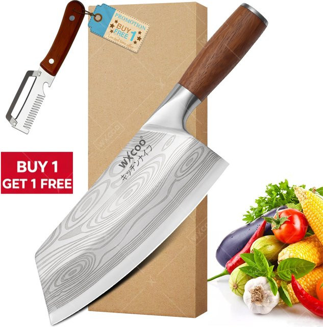 WXCOO Handgefertigtes Chinesisches Kochmesser aus Silber und Holz für Fleisch, Fisch und Gemüse - Bild 1