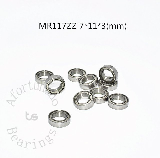 Afortunado Miniatur-Kugellager MR117ZZ aus Chromstahl, Farbe: Silber, 10 Stück, B/H/T: 7 x 11 x 3 mm - Bild 1