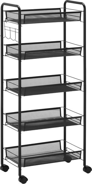 Bessagi Home Rollwagen Sandro Schwarz aus Metall mit Rollen, B/T/H: 26,0 x 105,0 x 45,0 cm - Bild 1