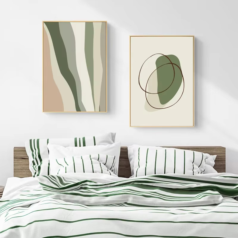 Potdemiel Leinwandgemälde mit abstrakten botanischen Formen im Boho-Stil, Mehrfarbig - Bild 2