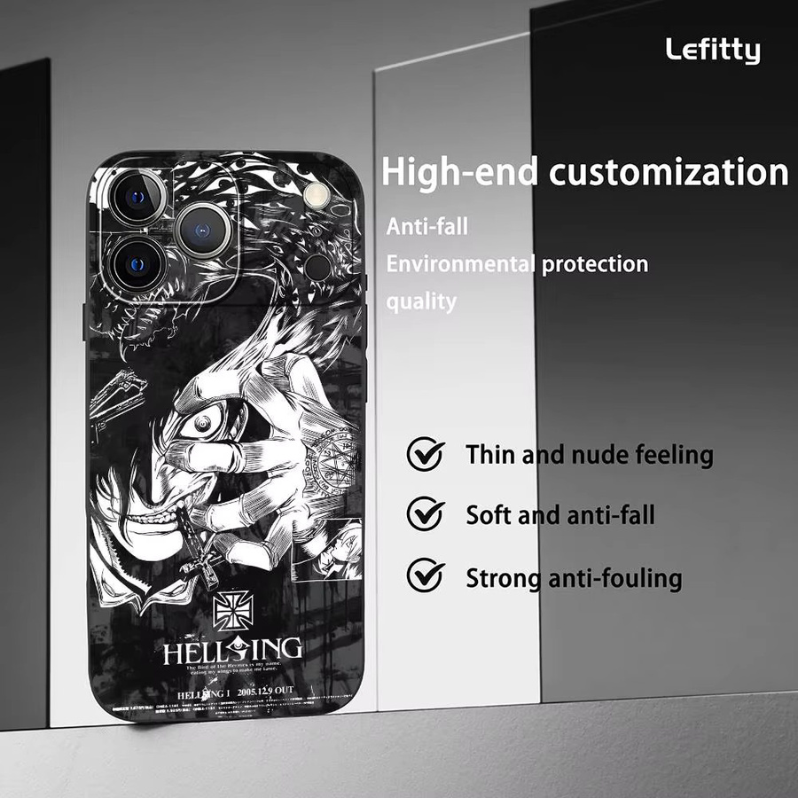 Hellsing Anime Handyhülle für iPhone 11 bis 17 Pro Max Plus Mini, Schwarz Frosted Soft Shell - Bild 2
