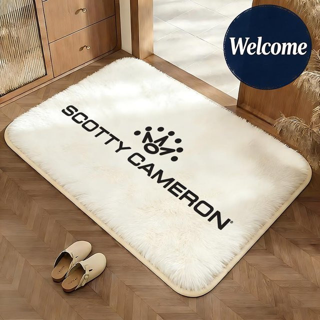 Scotty Cameron Flanell-Bodenmatte weiß, rutschfeste und saugfähige Fußmatte, B/T: 60 x 40 cm - Bild 1
