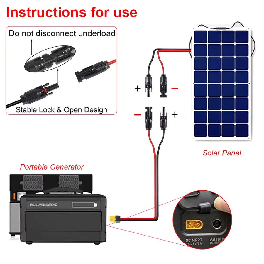 12AWG Solar Ladekabel XT60 Buchse Adapter zu Solar Panel Stecker Verlängerung für tragbare Kraftwerke und Solar Generatoren - Bild 4