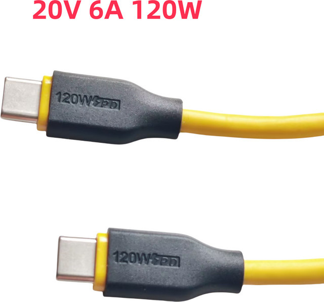 USB-C Schnellladekabel für Xiaomi Redmi K70 K80 14 15 Pro und OnePlus 13, 120W 6A PD Typ C Ladekabel, Gelb - Bild 1