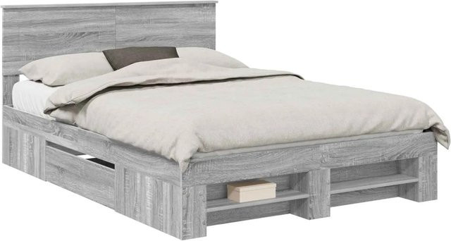 vidaXL Bettrahmen aus Holzwerkstoff in Grau Sonoma, B/T/H: 160 x 200 x 163 cm - Bild 1