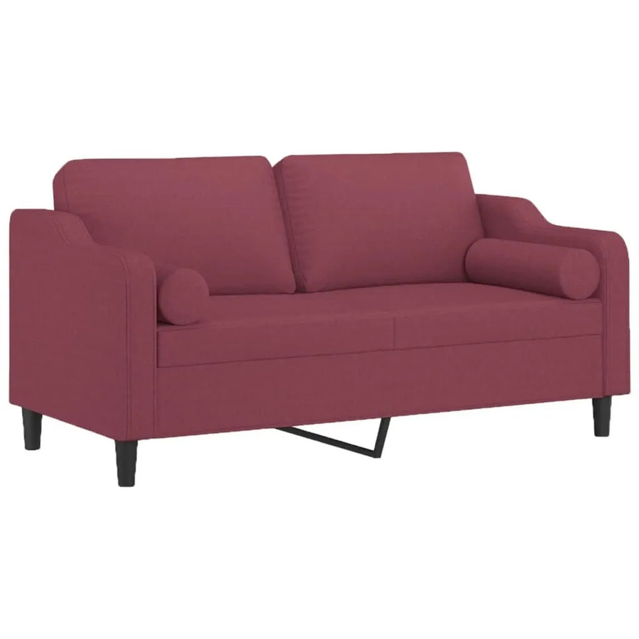 vidaXL 2-Sitzer-Sofa in Weinrot mit Zierkissen, modernes Polstersofa aus Stoff mit Metallrahmen für dein Wohnzimmer - Bild 2
