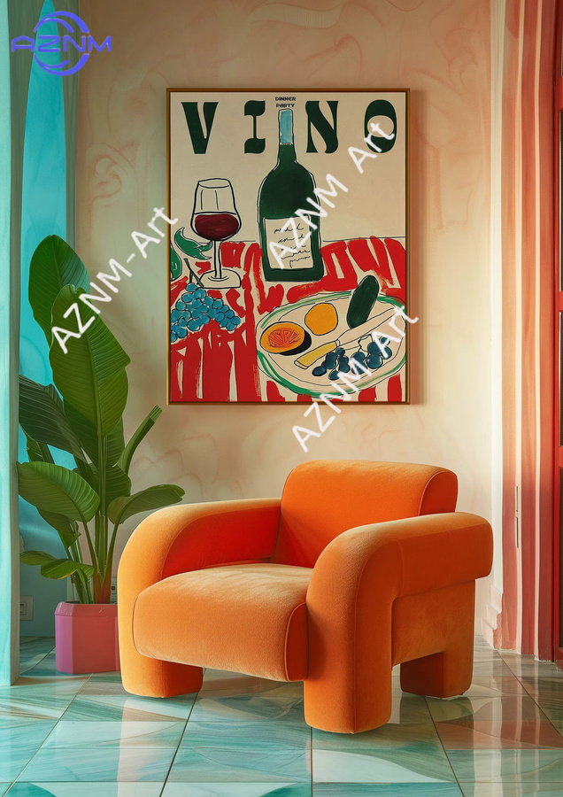 Amore Grün Gestreifter Leinwanddruck Wein-Glas & Pfeffer Wandkunst Poster von KAYOU in Grün und Multicolour für Wohnzimmer, Schlafzimmer oder Küche - Bild 2