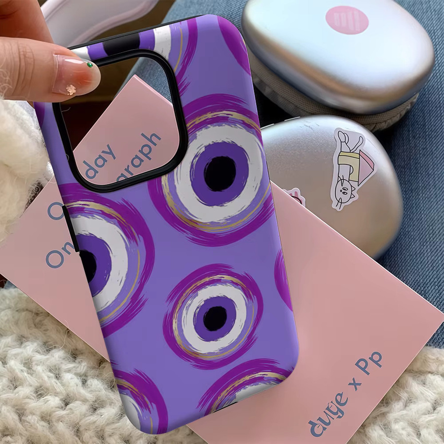 Potdemiel Handyhülle Mystical Evil Eye in Lila für iPhone 17 16 15 14 13 12 11 Pro Max Plus mit doppelschichtiger Rückseite - Bild 5