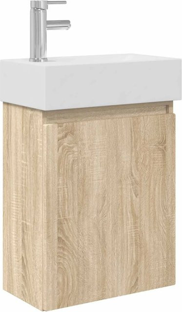 vidaXL Badezimmer Waschtischunterschrank Sonoma-Eiche modern Wandmontage mit Scharniertüren - Bild 1