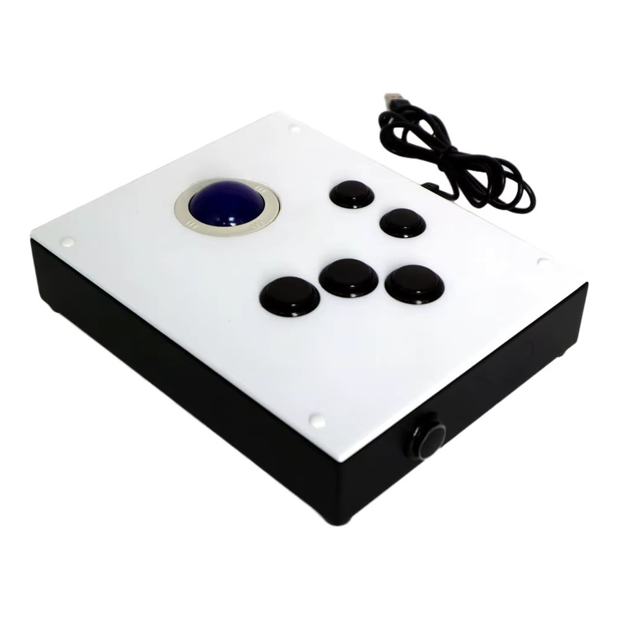 FightBox R6 USB Arcade Controller mit Sanwa Buttons und LED-beleuchtetem Trackball in Weiß für PC, MAME und RetroArch - Bild 3