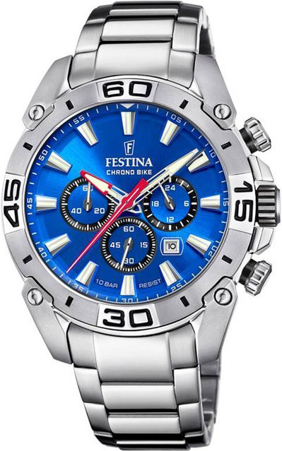 Festina Chronograph, Quarz, Edelstahl, Blau, 45 mm, Herren - Bild 1