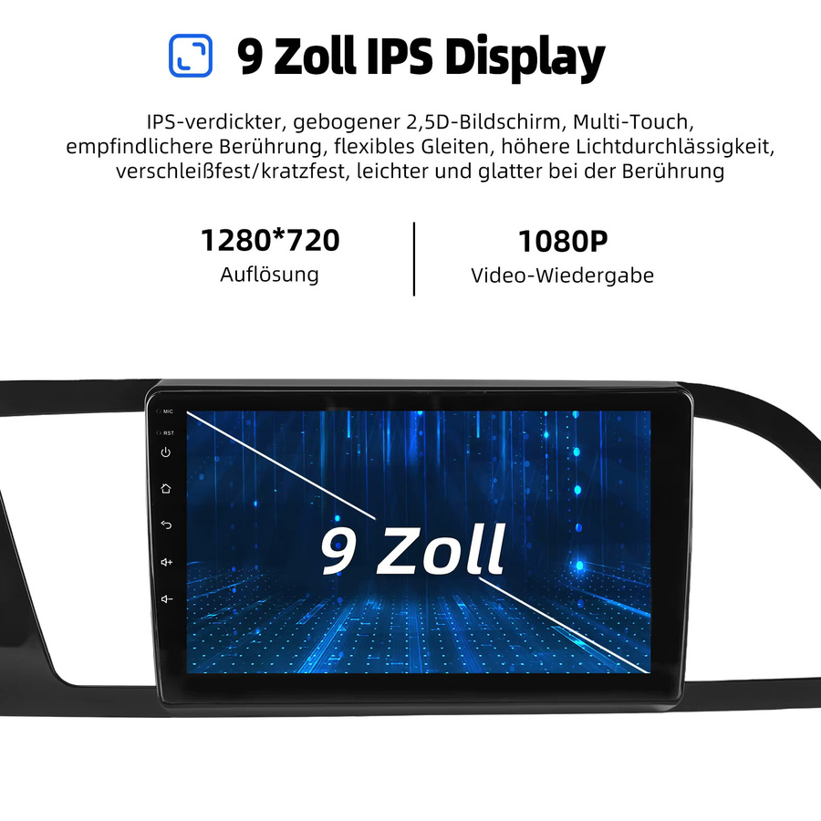 MOPECT Android 15 Autoradio mit 9 Zoll Display, 4+64GB, CarPlay, GPS, Bluetooth, DAB und AHD für Seat Leon MK3 5F1 5F5 (2012-2019), Schwarz - Bild 6