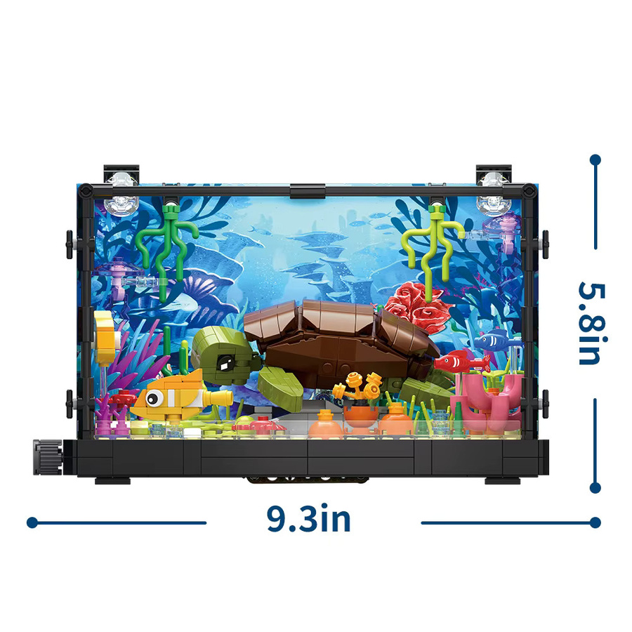 CETYL Aquarium-Baustein-Spielzeugset mit LED-Leuchten und Meeresbewohnern in Bunt, DIY-Set für Kinder ab 8 Jahren - Bild 4