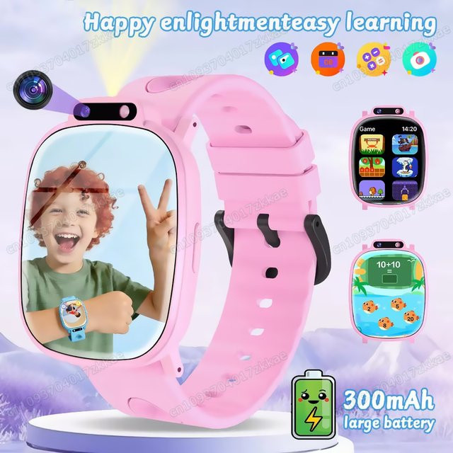 Ola Esporte Kinder-Smartwatch in Lila mit HD-Kamera, Videoaufzeichnung, 18 Spielen und Lernkarten - Bild 1