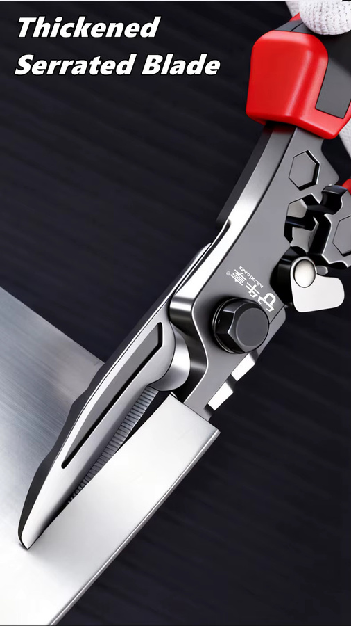 NIUXIANG Multifunktions-Elektrikerschere in Rot: Crimp-Drahtschneidewerkzeug und Blechschere mit integriertem Schraubenschlüssel - Bild 3