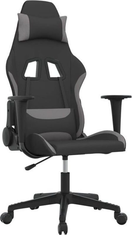 vidaxl Gamingstuhl mit Massagefunktion aus Stoff in Schwarz und Grau - Bild 1