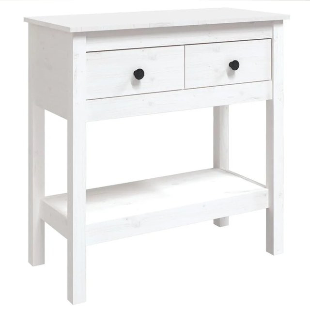 vidaXL Konsolentisch aus Massivholz Kiefer in Weiß, B/T/H: 75 x 35 x 75 cm - Bild 1