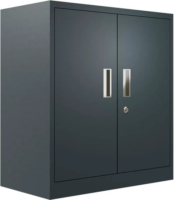 AR Shelving Metallschrank aus Stahl mit Schloss und Regalböden in Anthrazit, B/H/T: 90 x 82,2 x 43,4 cm - Bild 1