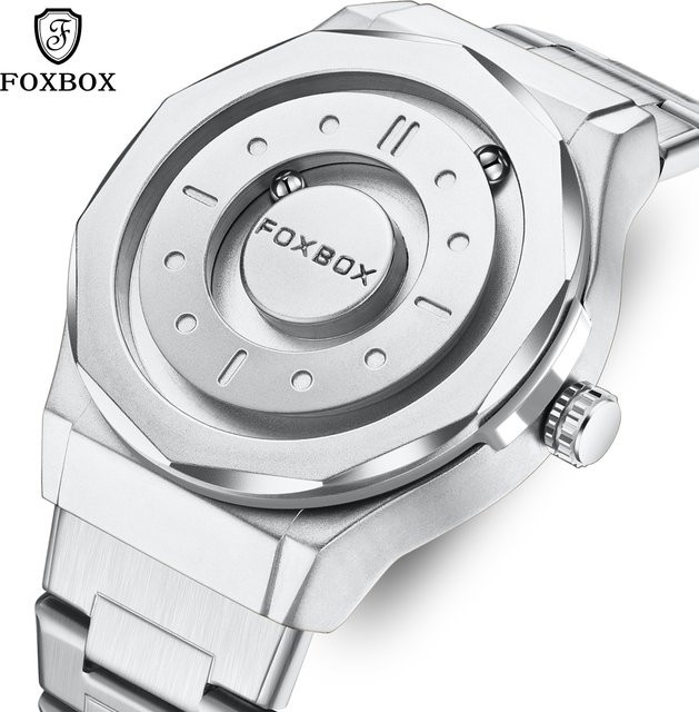 FOXBOX Armbanduhr Quarz, Edelstahl, Silber, Herren - Bild 1