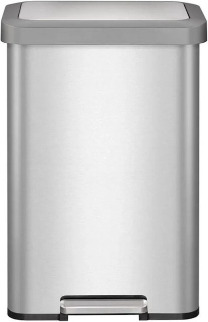 PROREGAL Rechteckiger Treteimer aus gebürstetem Edelstahl in Silber, Volumen: 45 Liter, H x B x T: 65,2 x 43,5 x 33,5 cm - Bild 1