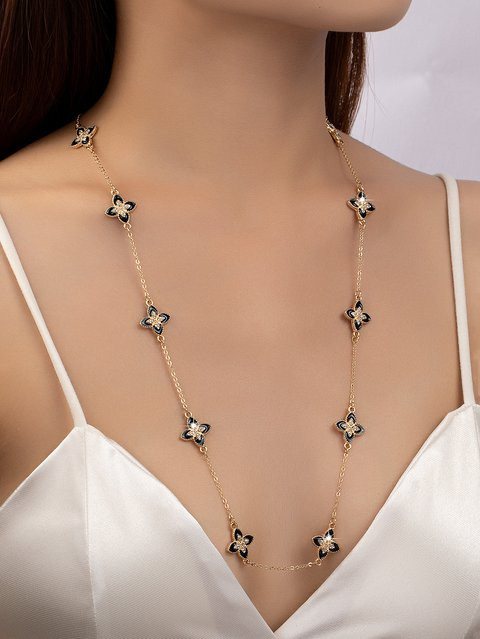 Halskette Blumen, Gold, Kristall, Unisex - Bild 1